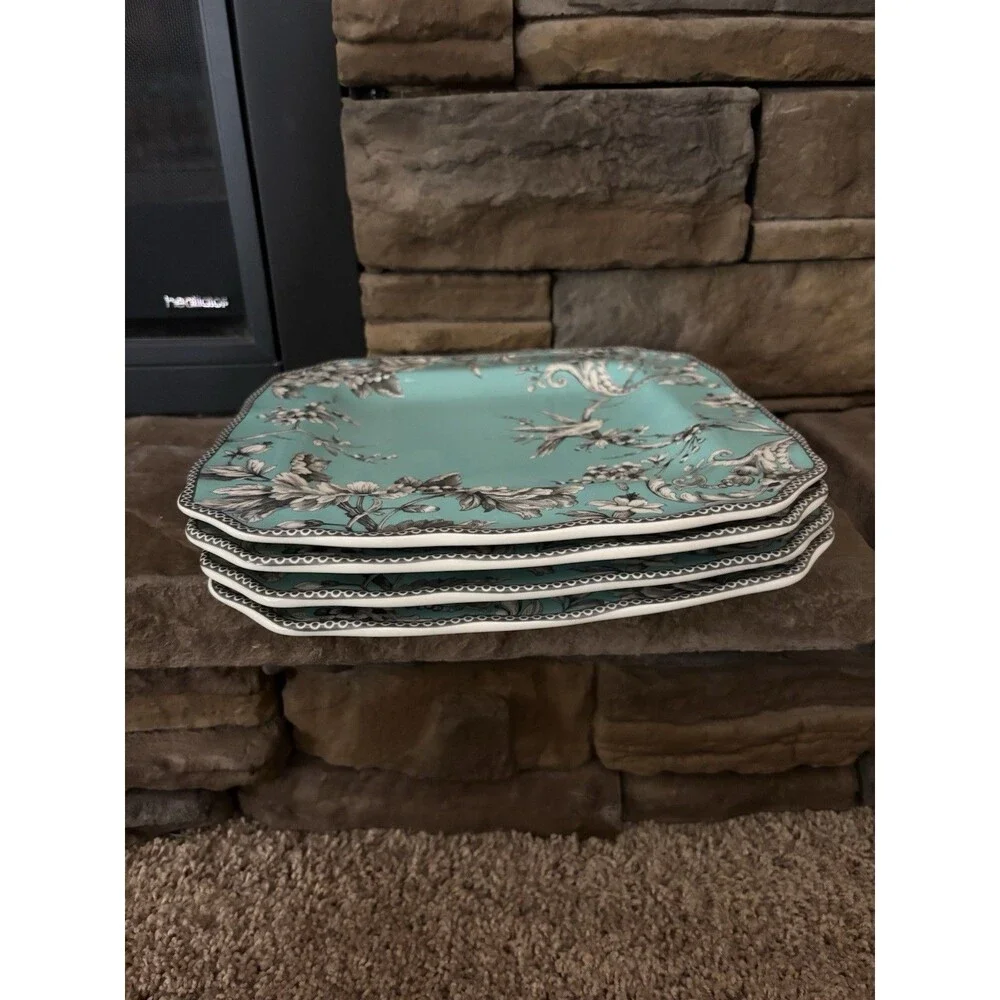 222 fifth adelaide turquoise  10 1/2 In Dinner Plate Set Of 4 Square